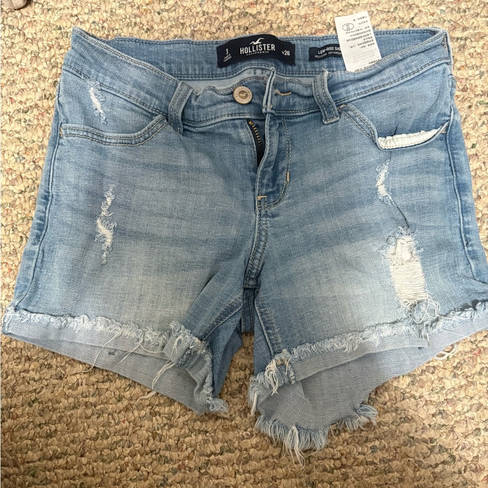 Hollister Women's Distressed Light Blue Jean Shorts